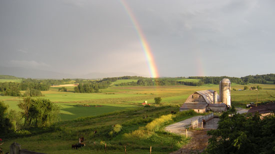 rainbow above Smith Family Farm in New Haven VT